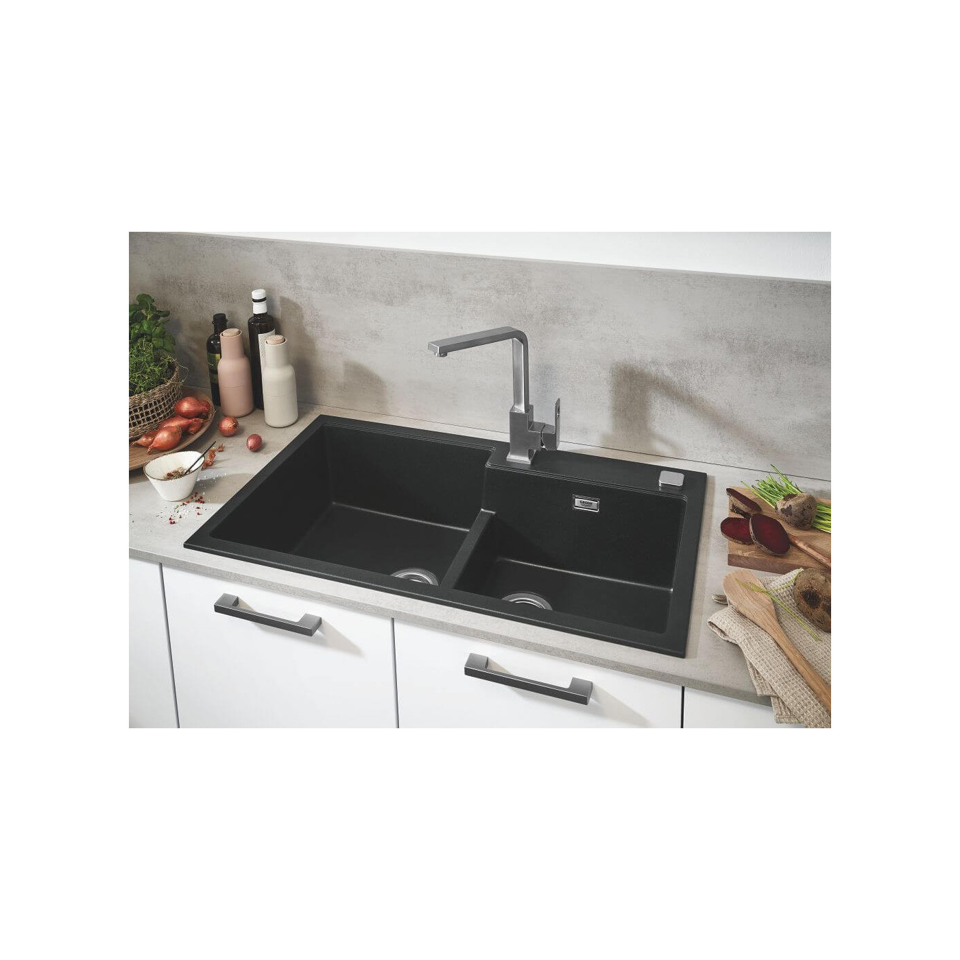 Zlewozmywak Kompozytowy K500 116x50 cm Z Ociekaczem Szary Granit 31647AP0 Grohe