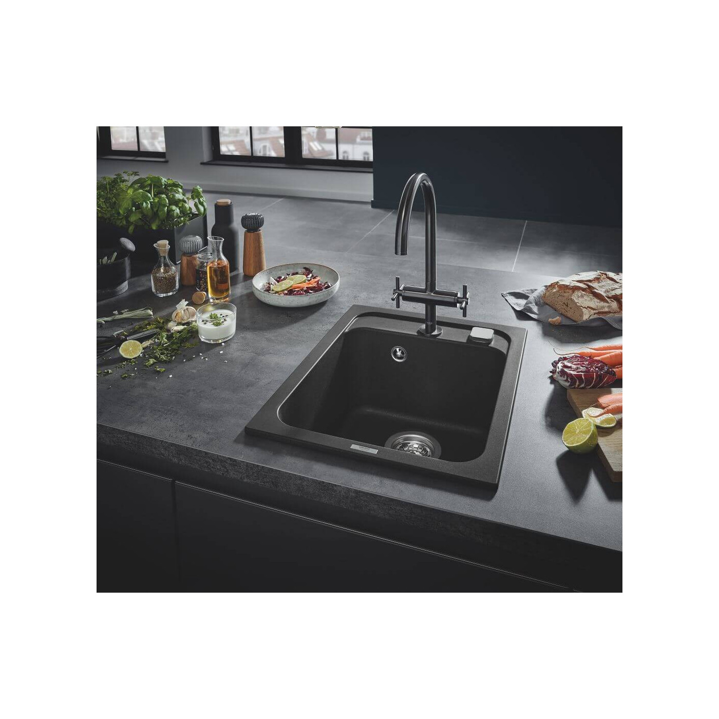 Zlewozmywak Kompozytowy K700 40x50 cm Czarny Granit 31650AP0 Grohe