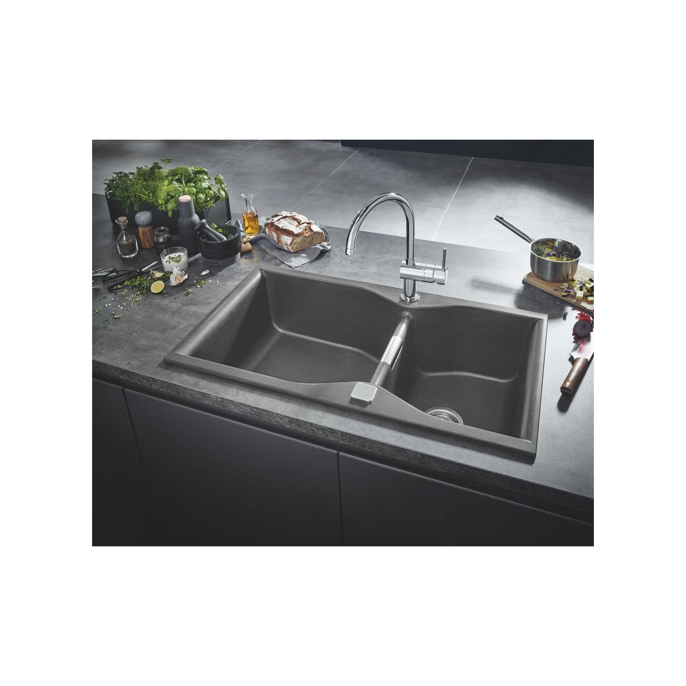 Zlewozmywak Kompozytowy K700 40x50 cm Czarny Granit 31650AP0 Grohe