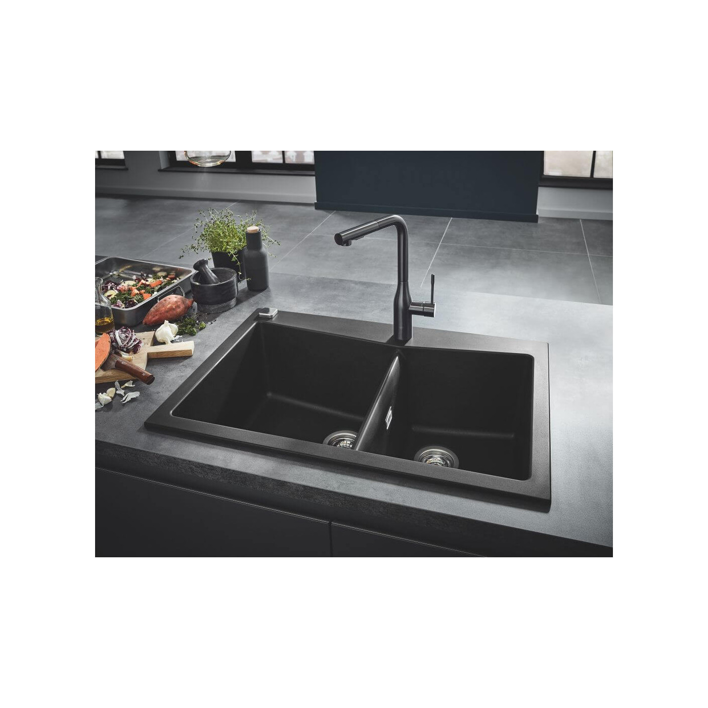 Zlewozmywak Kompozytowy K700 56x51 cm Czarny Granit 31651AP0 Grohe