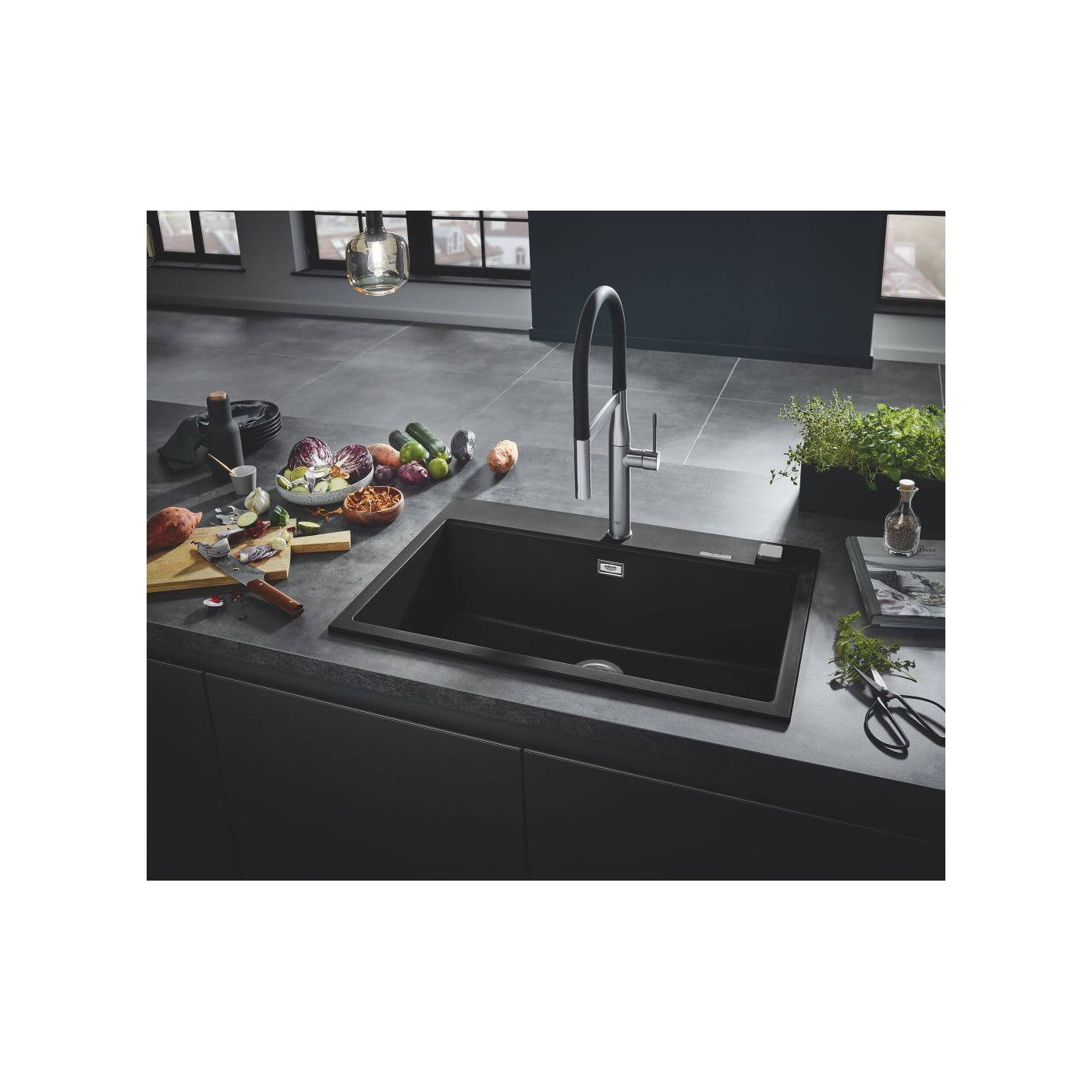 Zlewozmywak Kompozytowy K700 56x51 cm Czarny Granit 31651AP0 Grohe
