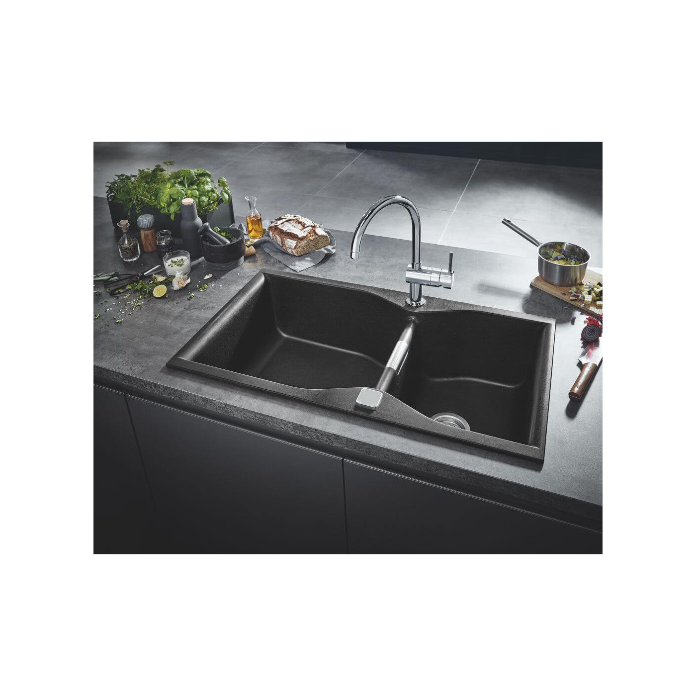Zlewozmywak Kompozytowy K700 56x51 cm Czarny Granit 31651AP0 Grohe