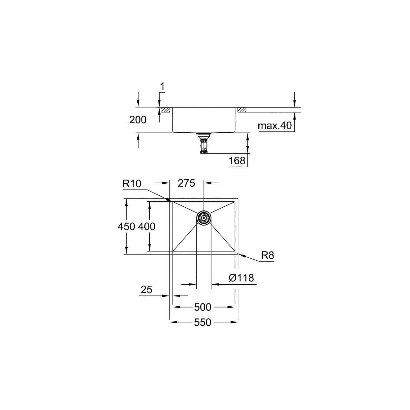 Zlewozmywak K700 54x44 cm Stal Szlachetna 31726SD0 Grohe