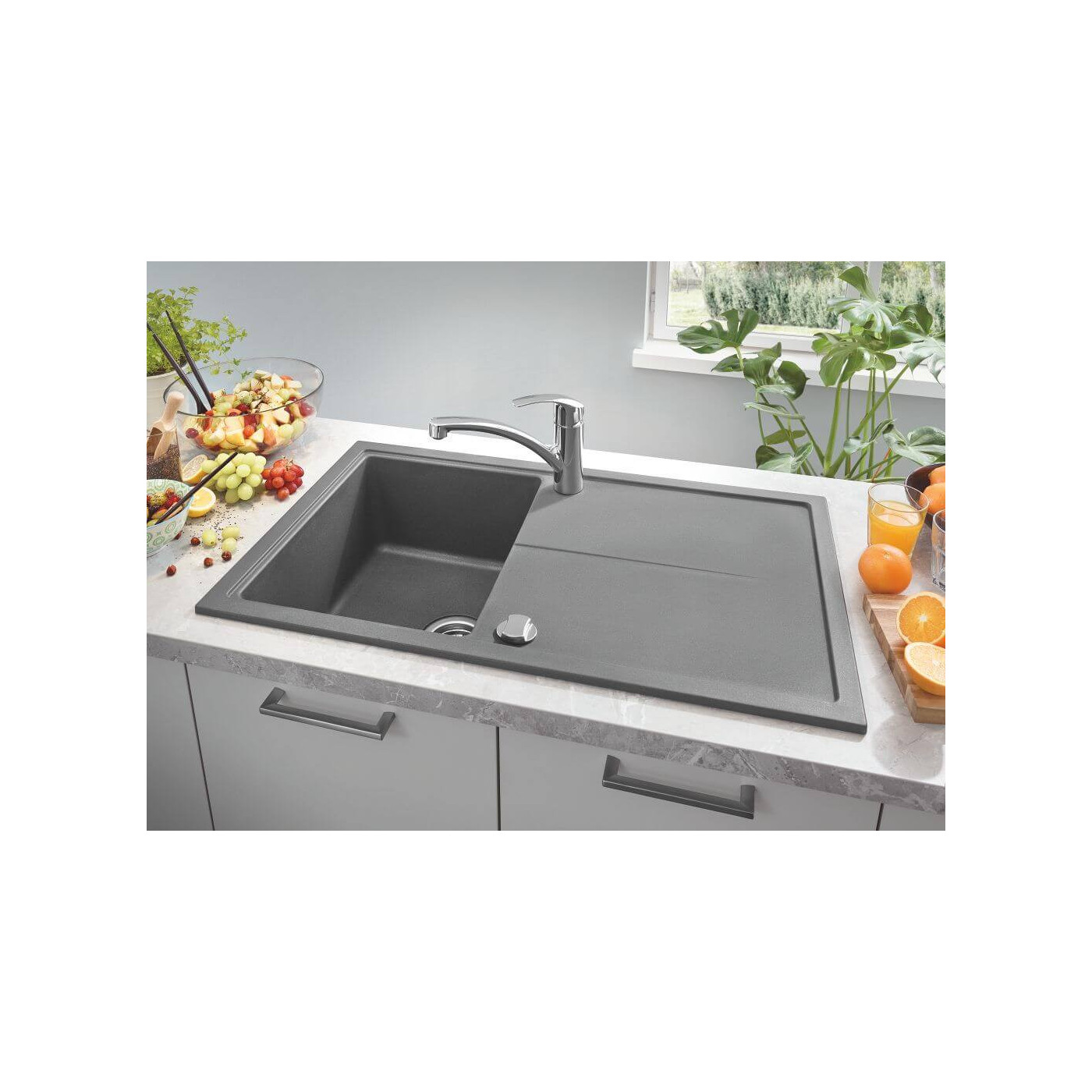 Zlewozmywak Kompozytowy K400 100x50 cm Z Ociekaczem Szary Granit 31642AT0 Grohe