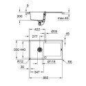 Zlewozmywak Kompozytowy K500 86x50 cm Z Ociekaczem Szary Granit 31644AT0 Grohe