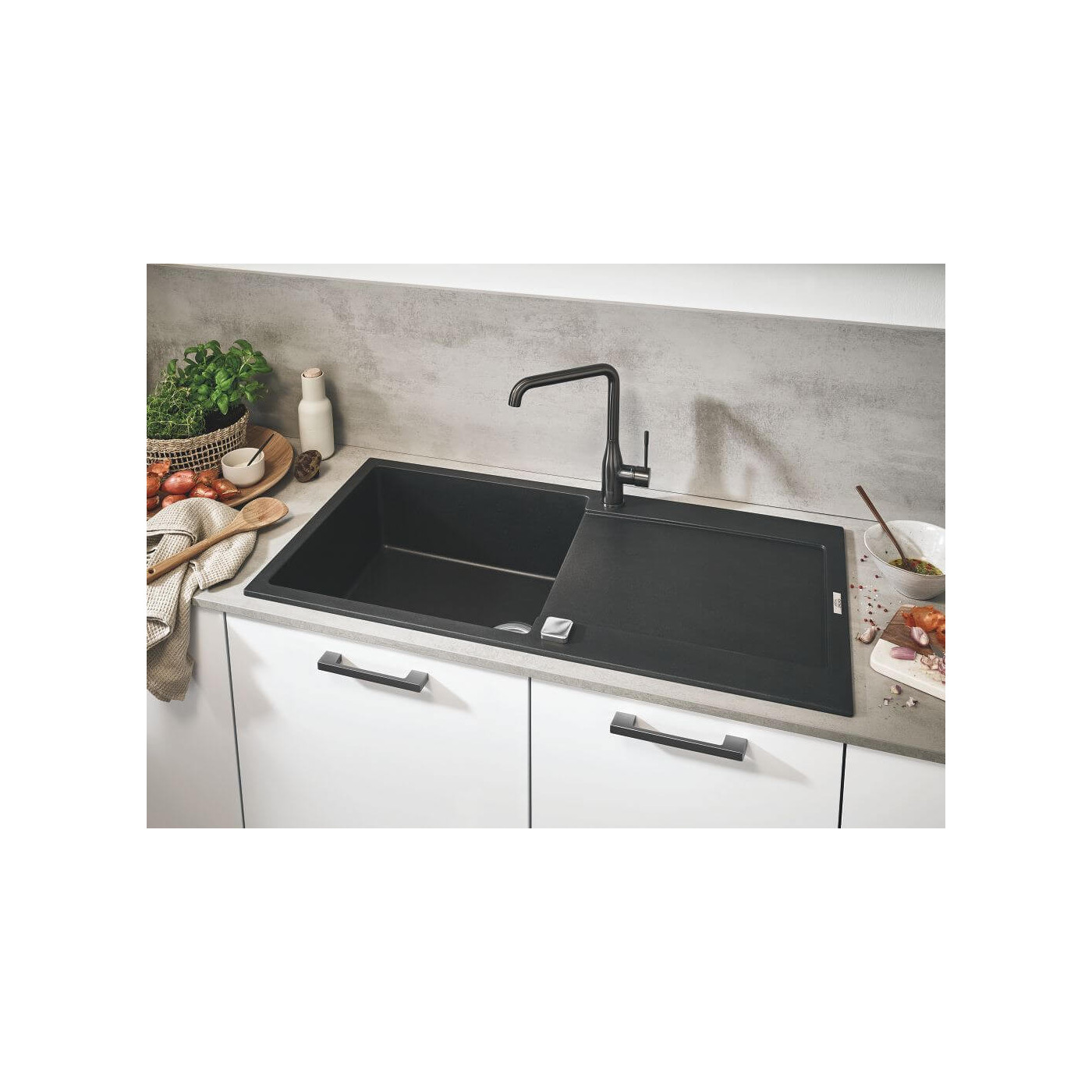 Zlewozmywak Kompozytowy K500 86x50 cm Z Ociekaczem Szary Granit 31644AT0 Grohe
