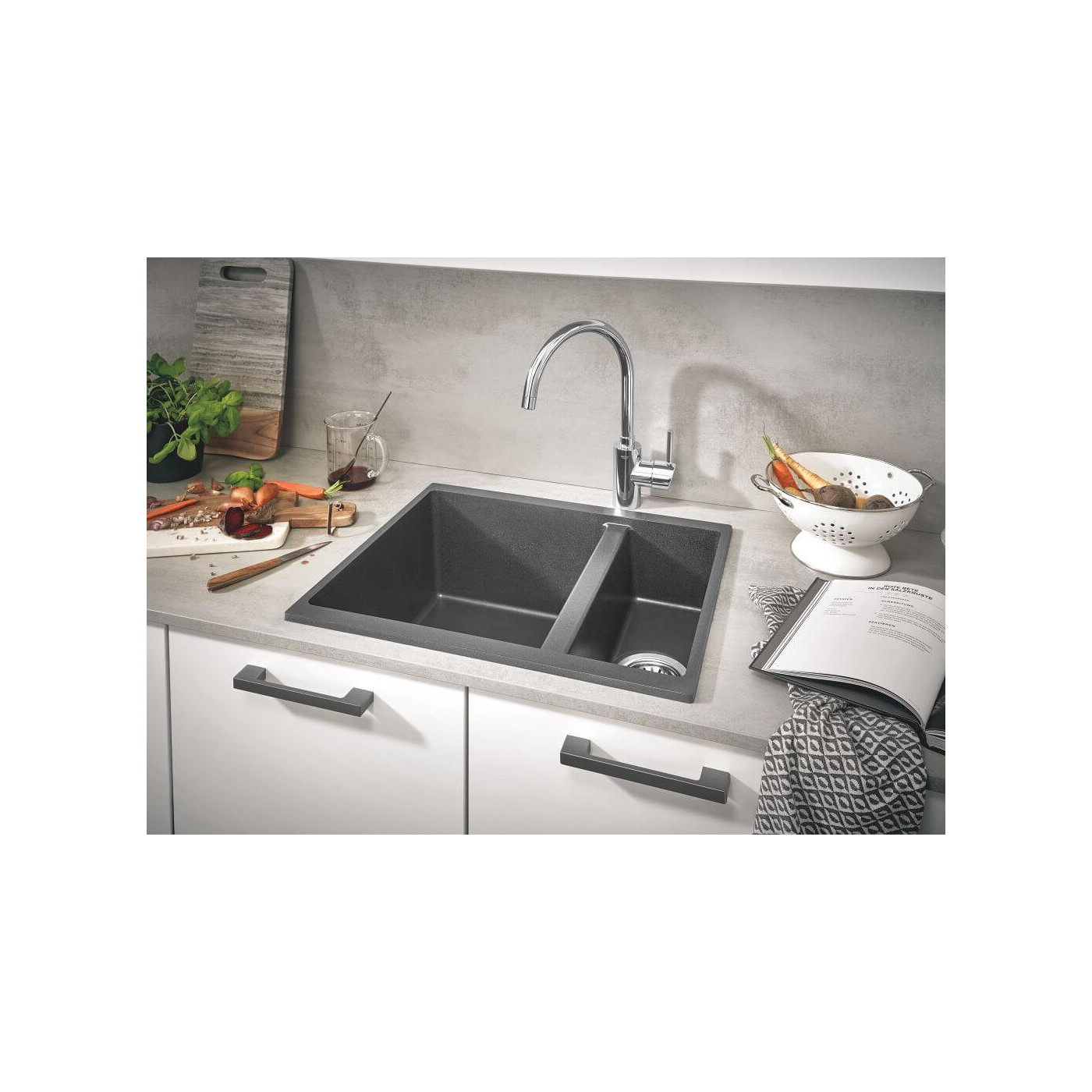 Zlewozmywak Kompozytowy K500 100x50 cm Z Ociekaczem Szary Granit 31645AT0 Grohe