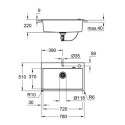 Zlewozmywak Kompozytowy K700 78x51 cm Szary Granit 31652AT0 Grohe
