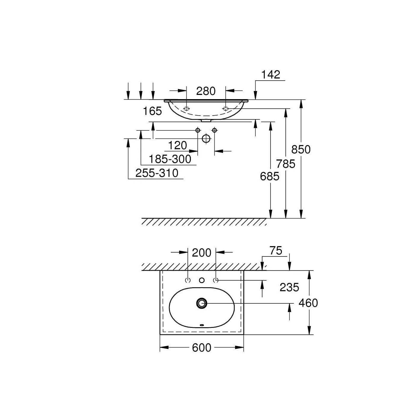 Umywalka Naszafkowa 60 cm Essence Biel Alpejska 3956800H Grohe