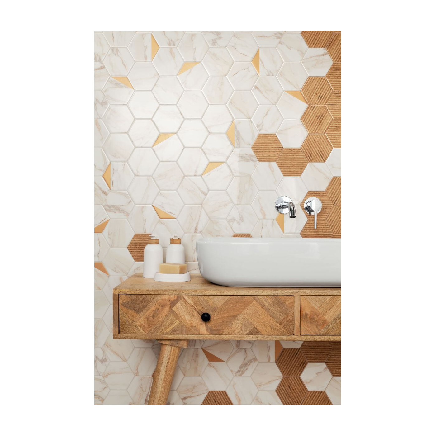 Płytka Ścienna Flare White Hex 12,5x11 Tubądzin Domino