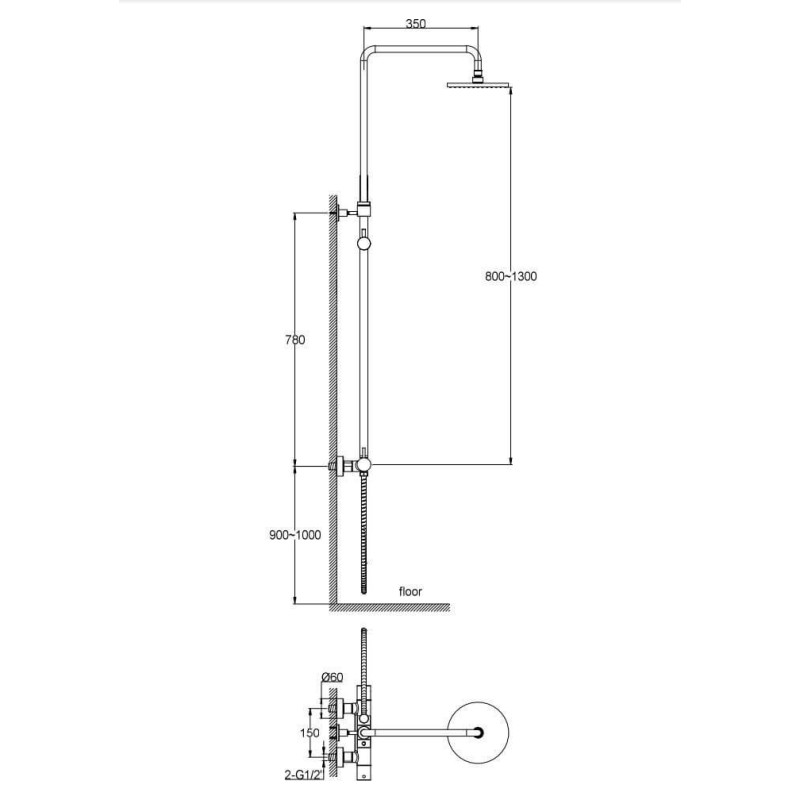 Zestaw Prysznicowy Z Termostatem Axel Black QW273A Kohlman
