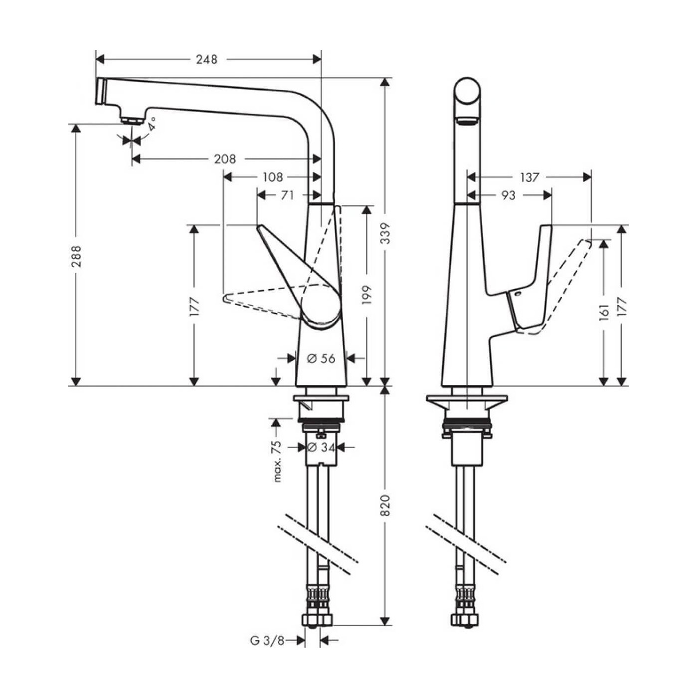 Bateria Kuchenna Talis Select S 300 Z Obrotową Wylewką 72820000 Hansgrohe