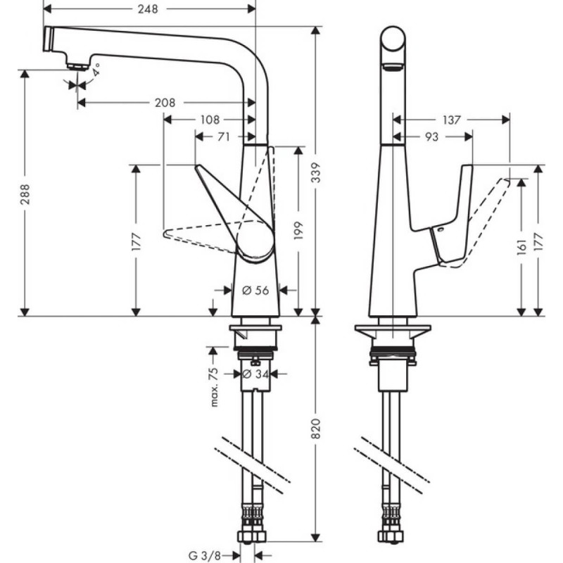 Bateria Kuchenna Talis Select S 300 Z Obrotową Wylewką 72820000 Hansgrohe