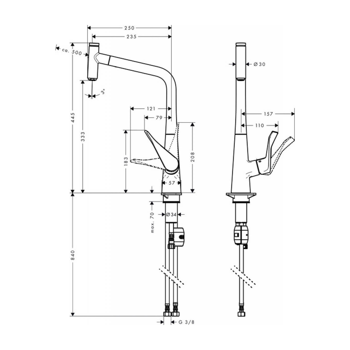 Bateria Kuchenna Metris Select 14884000 Hansgrohe