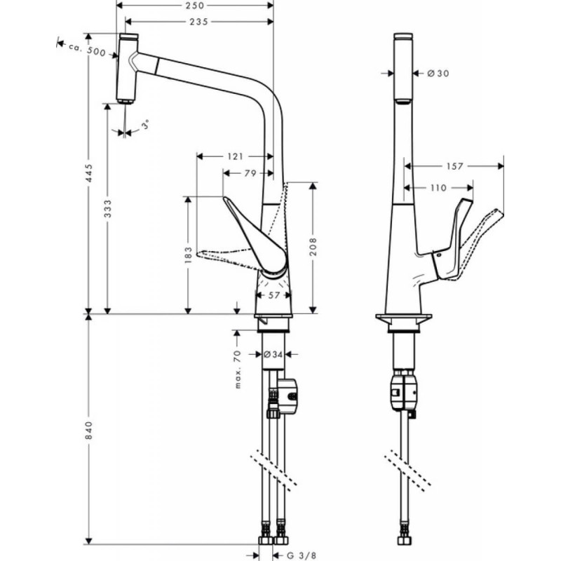 Bateria Kuchenna Metris Select 14884000 Hansgrohe