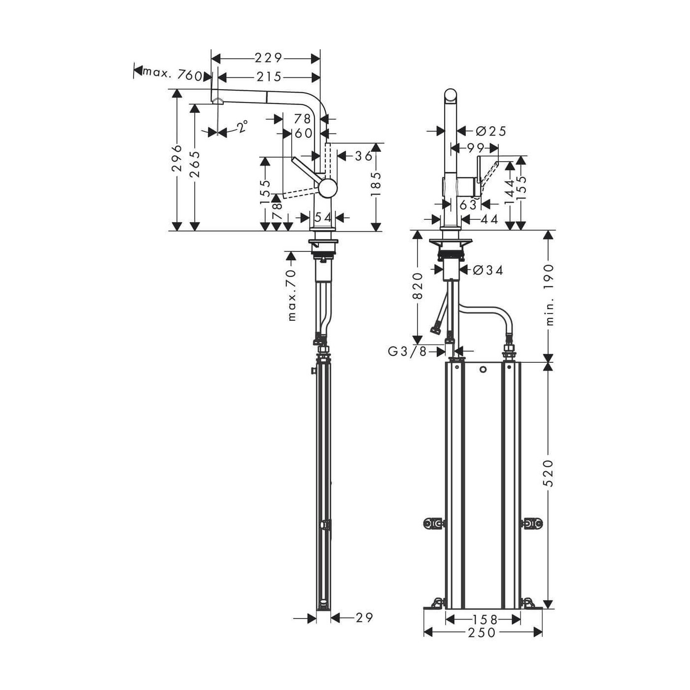 Bateria Kuchenna Talis M54 Czarna 72809670 Hansgrohe