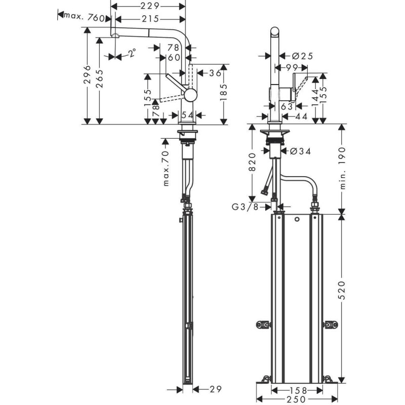 Bateria Kuchenna Talis M54 Czarna 72809670 Hansgrohe