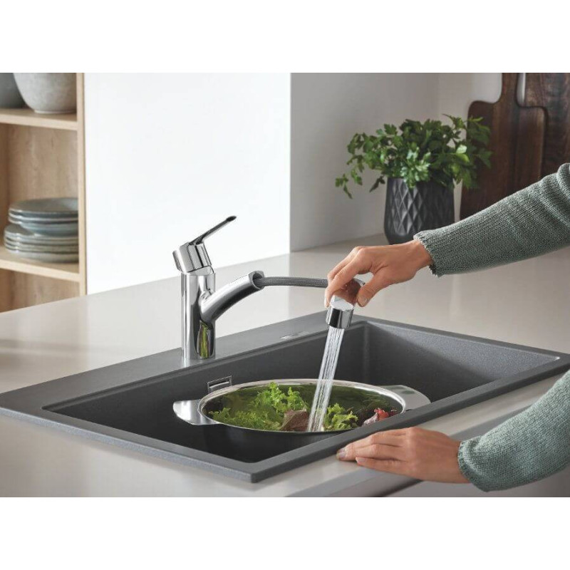Jednouchwytowa Bateria Zlewozmywakowa Start FastFixation Chrom Z Wyciąganą Wylewką 30531001 Grohe