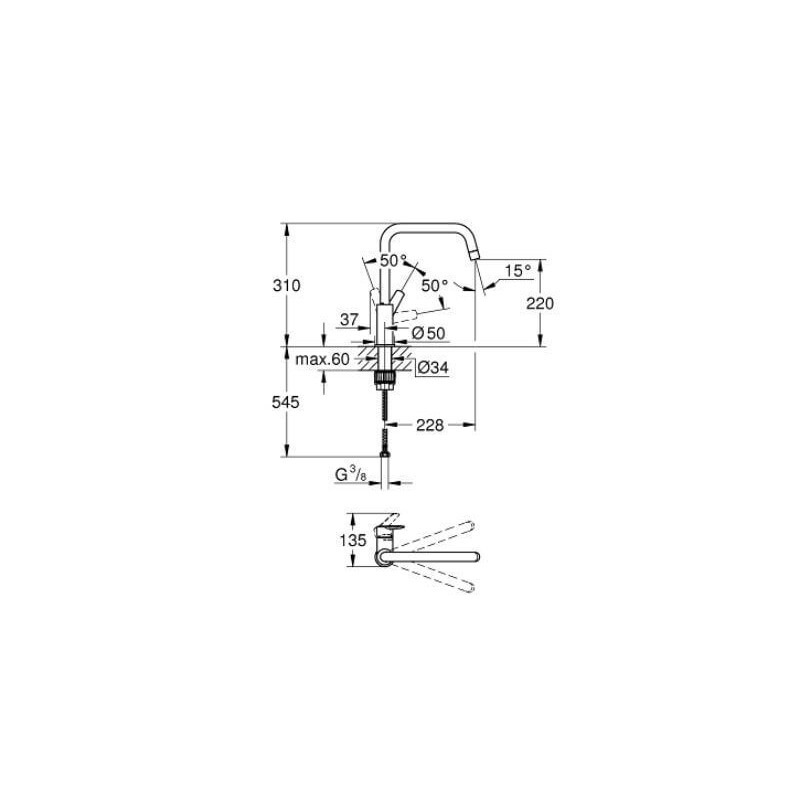 Jednouchwytowa Bateria Zlewozmywakowa Start FastFixation U-spout Chrom 30470000 Grohe