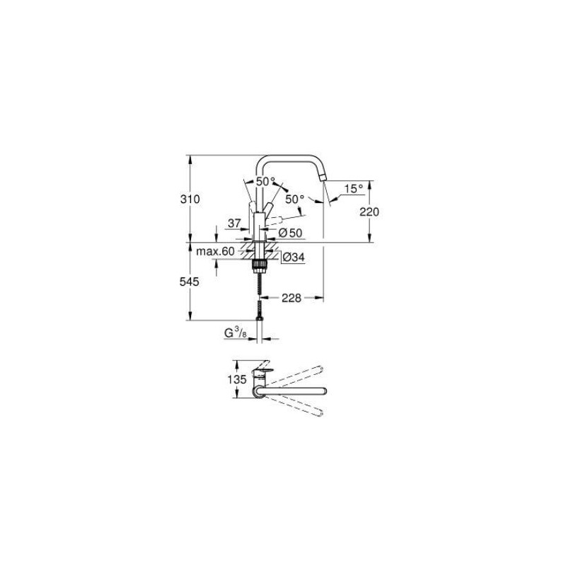 Jednouchwytowa Bateria Zlewozmywakowa Start FastFixation U-spout Stal Nierdzewna 30470DC0 Grohe