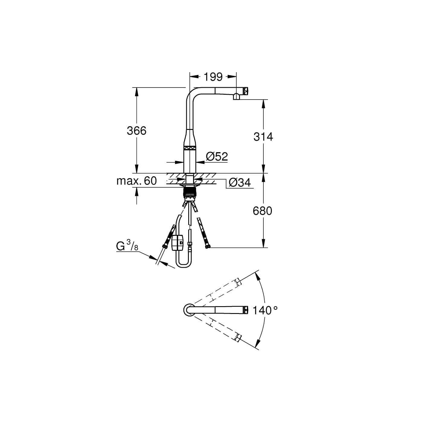 Bateria Zlewozmywakowa Essence Smartcontrol 31615000 Grohe