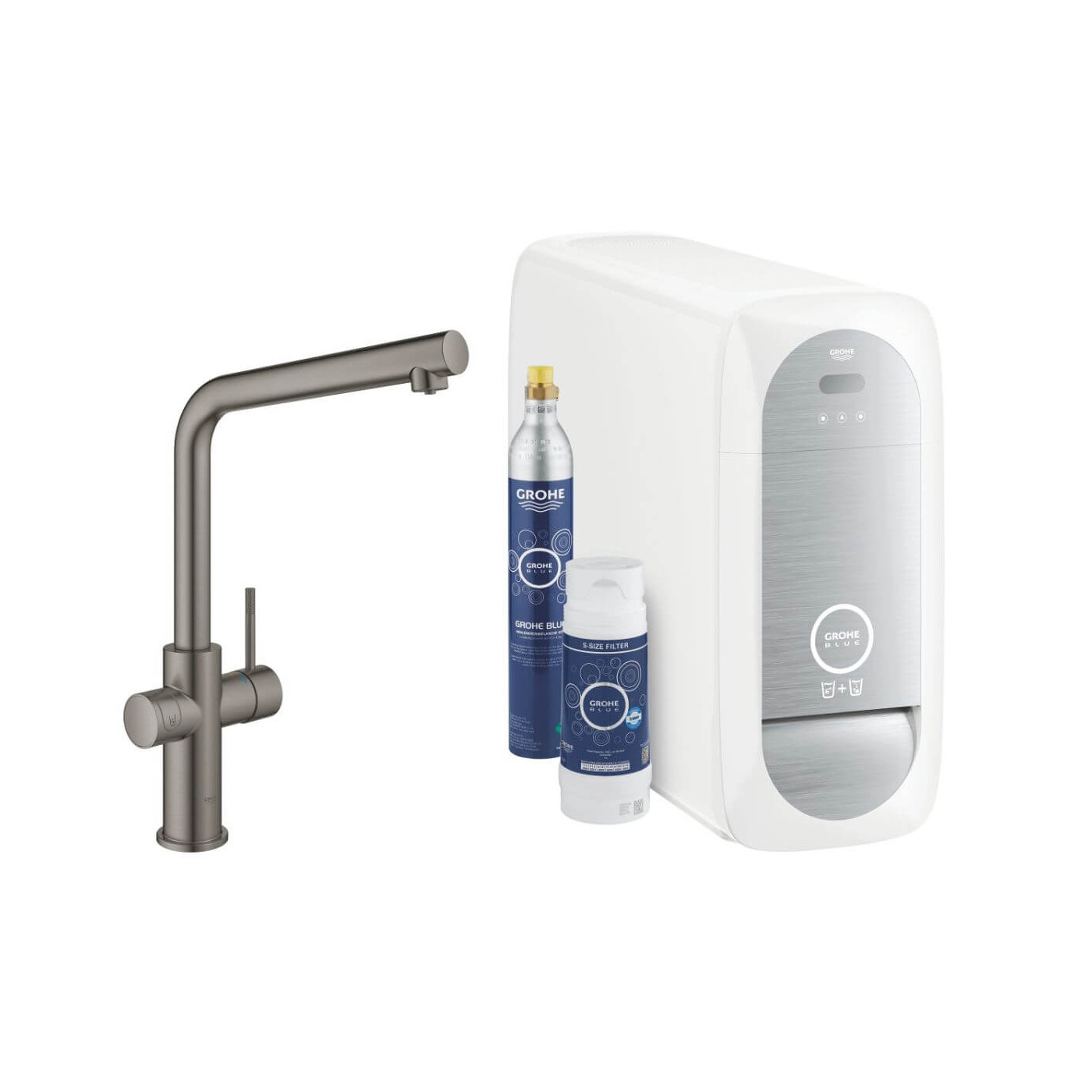 Zestaw Startowy Z Wylewką W Kształcie L Grohe Blue Home Brushed Hard Graphite 31454AL1 Grohe