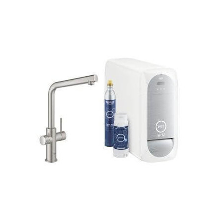 Zestaw Startowy Z Wylewką W Kształcie L Grohe Blue Home Stal Nierdzewna 31454DC1 Grohe