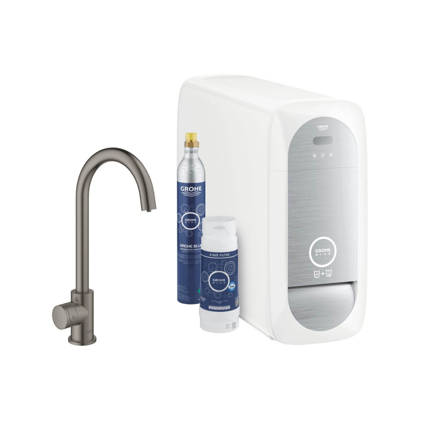 Zestaw Startowy Mono Z Wylewką W Kształcie C Grohe Blue Home Brushed Hard Graphite 31498AL1 Grohe