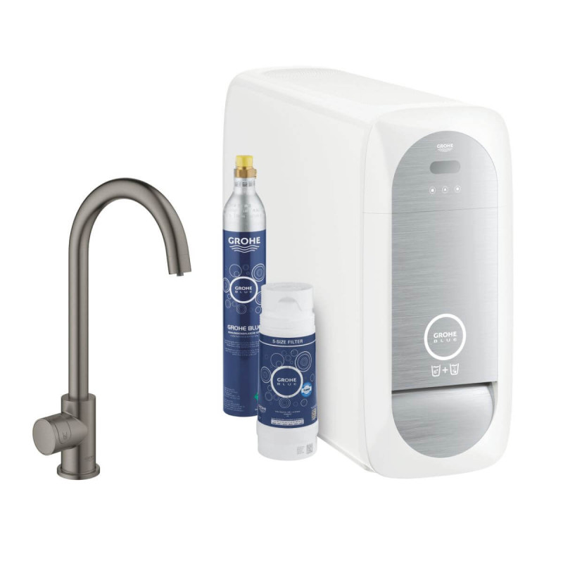 Zestaw Startowy Mono Z Wylewką W Kształcie C Grohe Blue Home Brushed Hard Graphite 31498AL1 Grohe