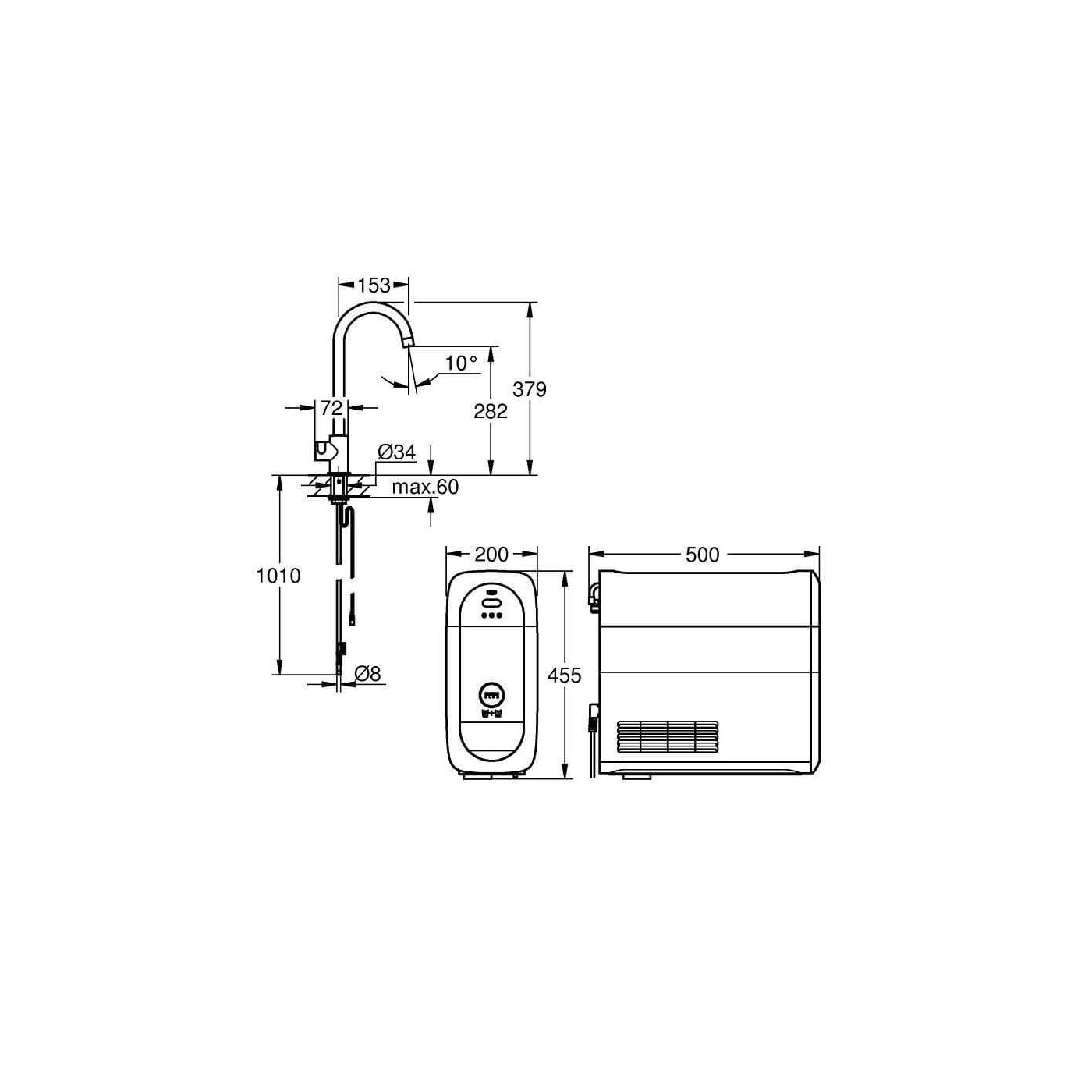 Zestaw Startowy Mono Z Wylewką W Kształcie C Grohe Blue Home Brushed Hard Graphite 31498AL1 Grohe