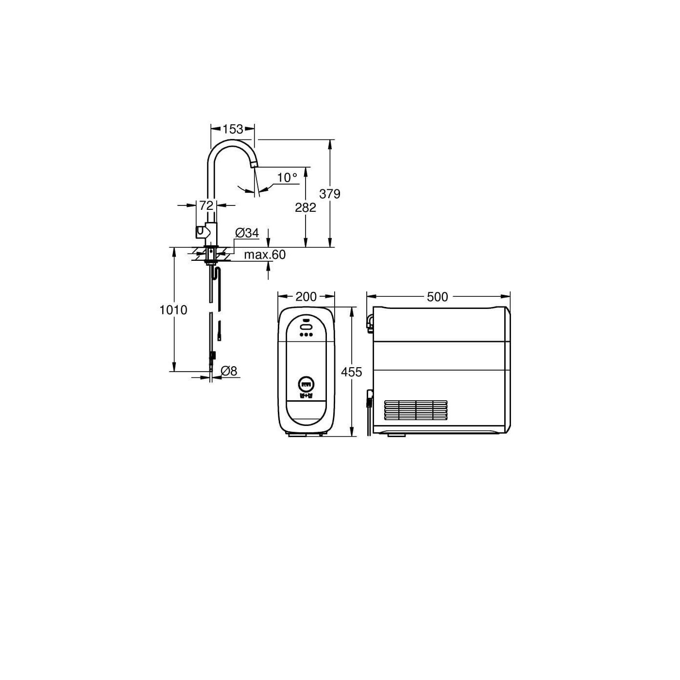 Zestaw Startowy Mono Z Wylewką W Kształcie C Grohe Blue Home Brushed Hard Graphite 31498AL1 Grohe