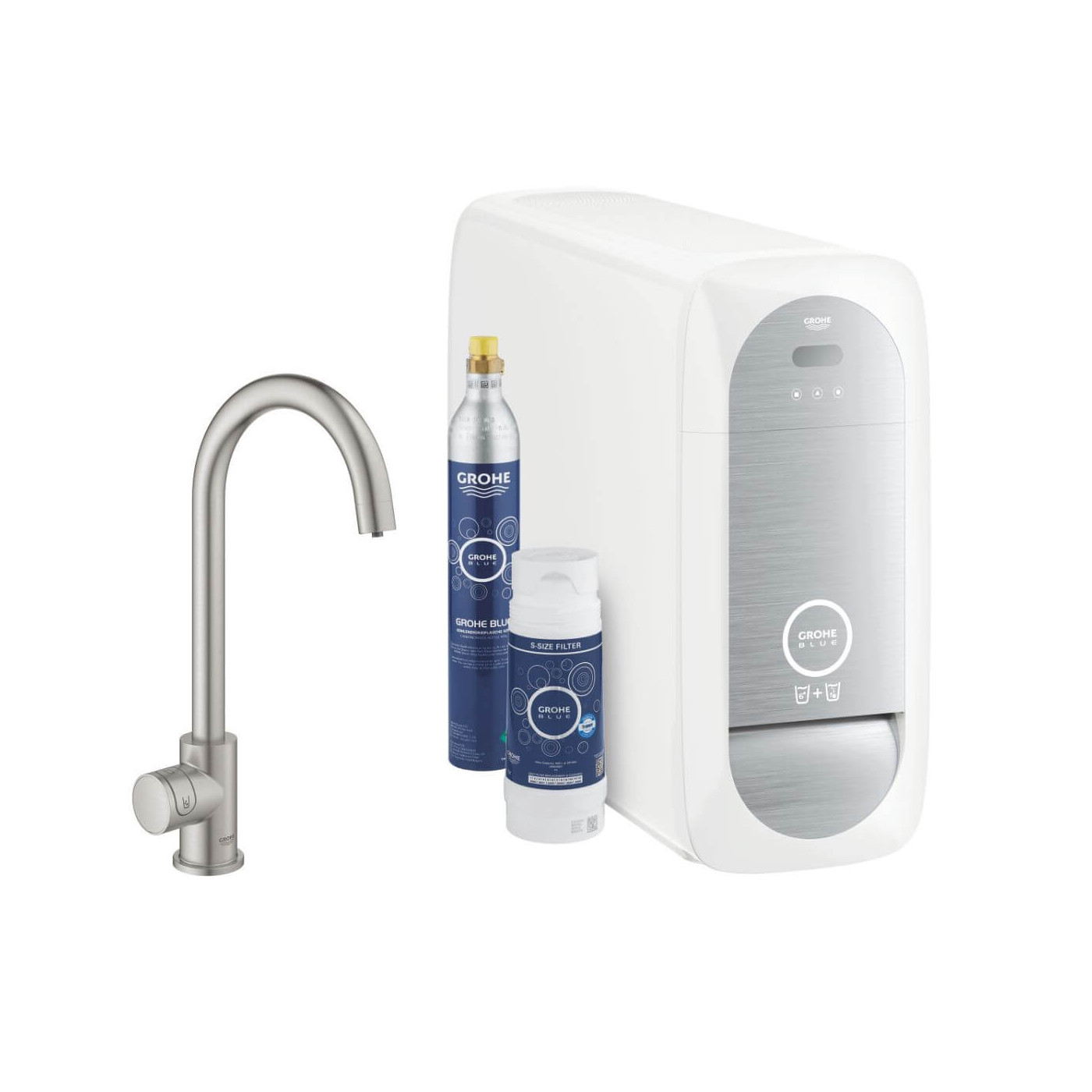 Zestaw Startowy Mono Z Wylewką W Kształcie C Grohe Blue Home Stal Nierdzewna 31498DC1 Grohe