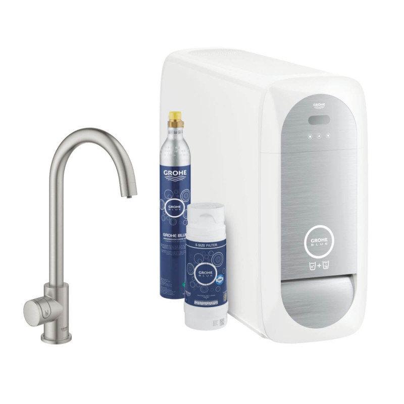 Zestaw Startowy Mono Z Wylewką W Kształcie C Grohe Blue Home Stal Nierdzewna 31498DC1 Grohe