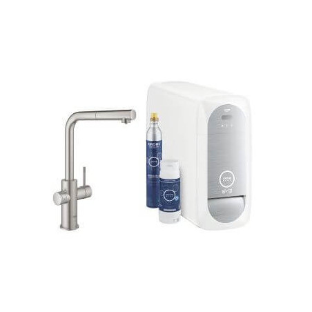 Zestaw Startowy Z Wyciąganą Wylewką W Kształcie L Grohe Blue Home Stal Nierdzewna 31539DC0 Grohe