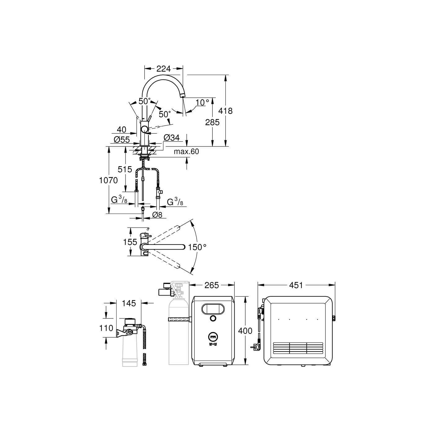 Zestaw Z Wylewką W Kształcie C GROHE Blue Professional 31323002 Grohe