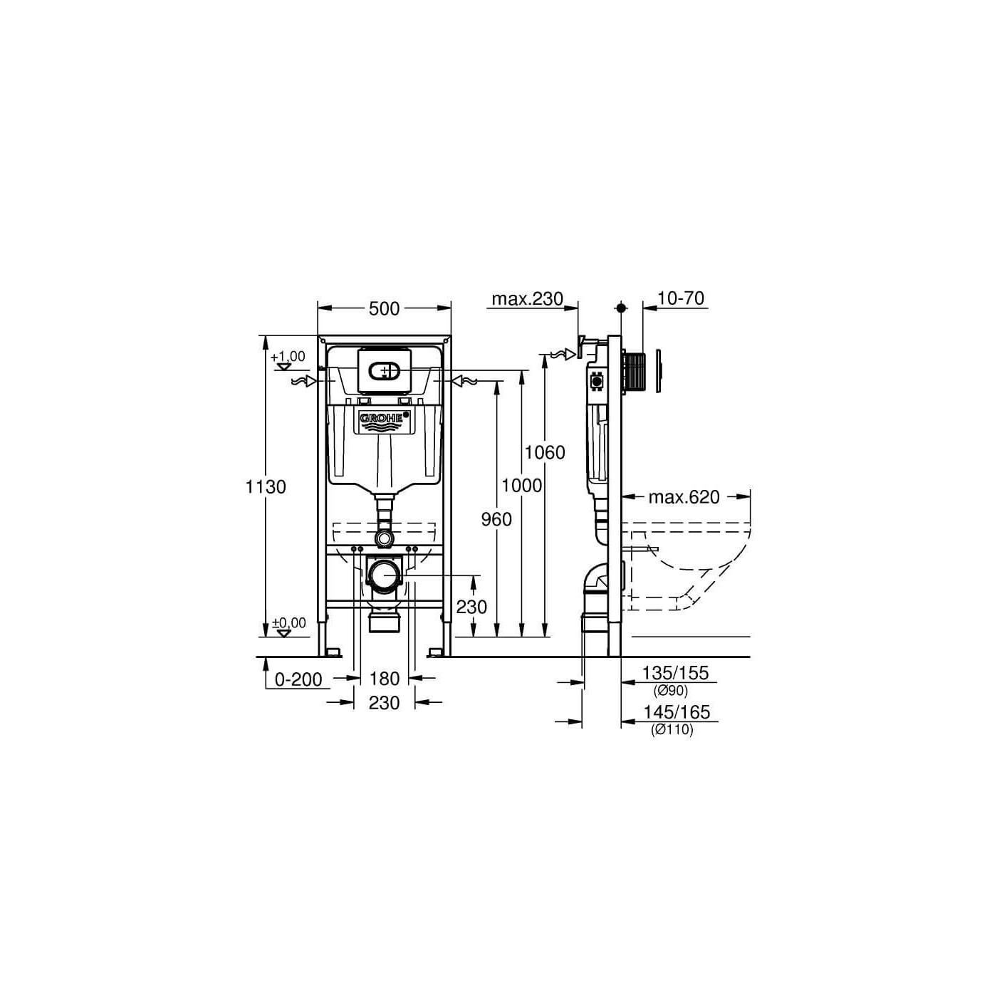 Solido Zestaw Instalacyjny 3w1 Stelaż + Wspornik + Przycisk Arena Cosmopolitan 38981000 Grohe