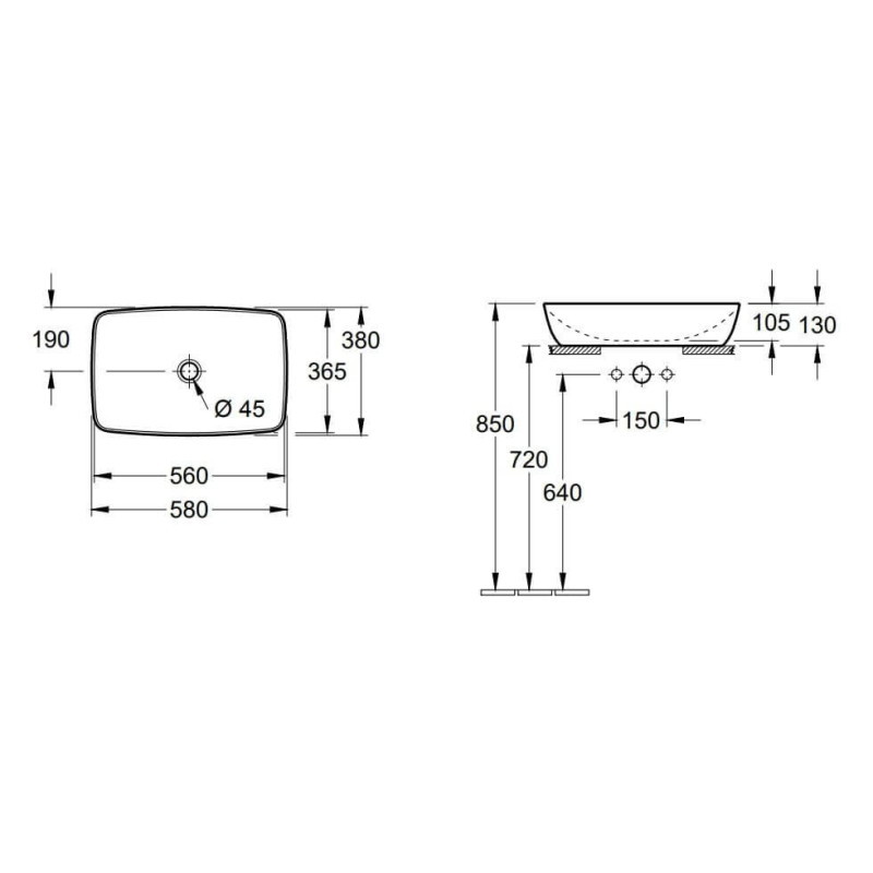 Umywalka Nablatowa Artis 58x38 41725801 Villeroy&Boch