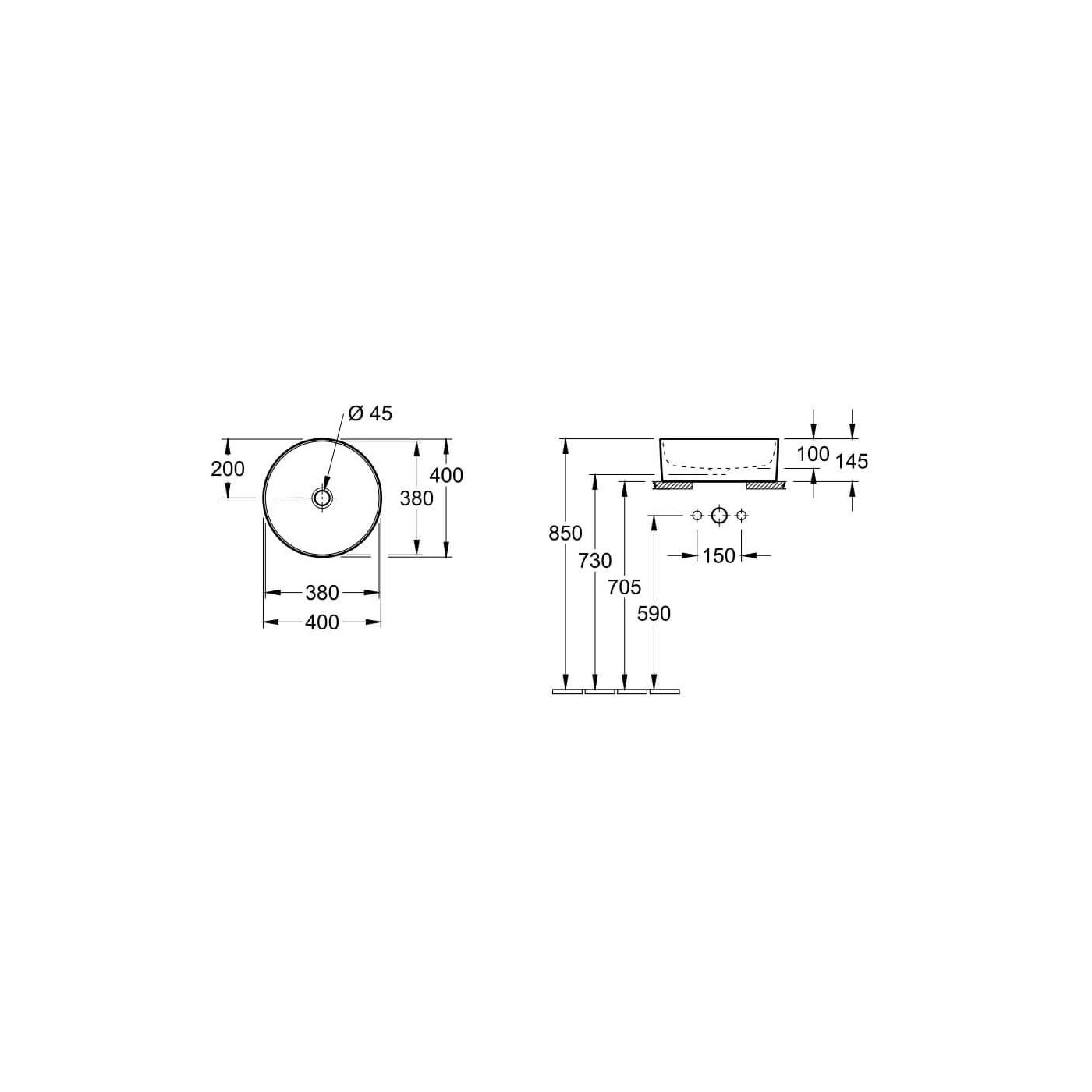 Umywalka Nablatowa Collaro 40x40 4A184001 Villeroy&Boch