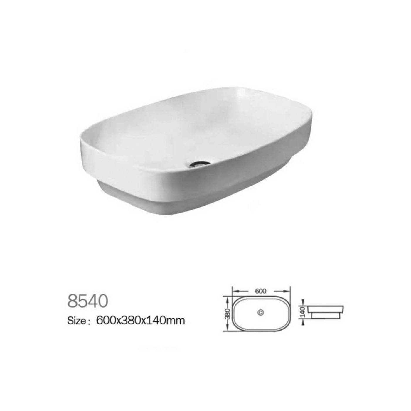 Umywalka Nablatowa / Wpuszczana W Blat Egia 60x38 Biały 8540 Emporia