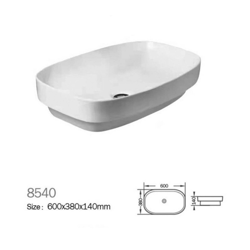 Umywalka Nablatowa / Wpuszczana W Blat Egia 60x38 Biały 8540 Emporia