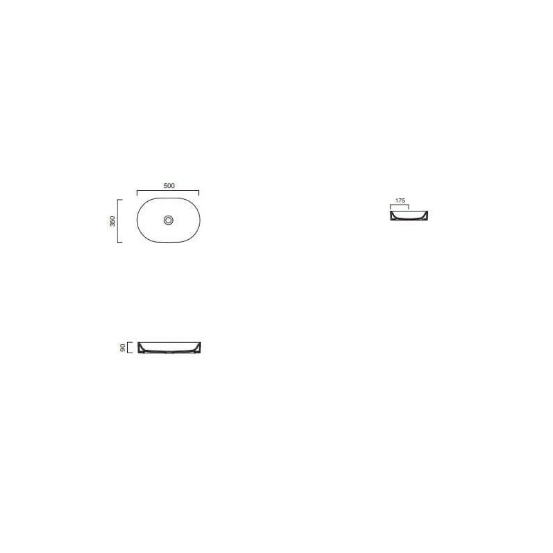 Umywalka Nablatowa Horizon Czarny Mat 50x35 150AHZNS Catalano