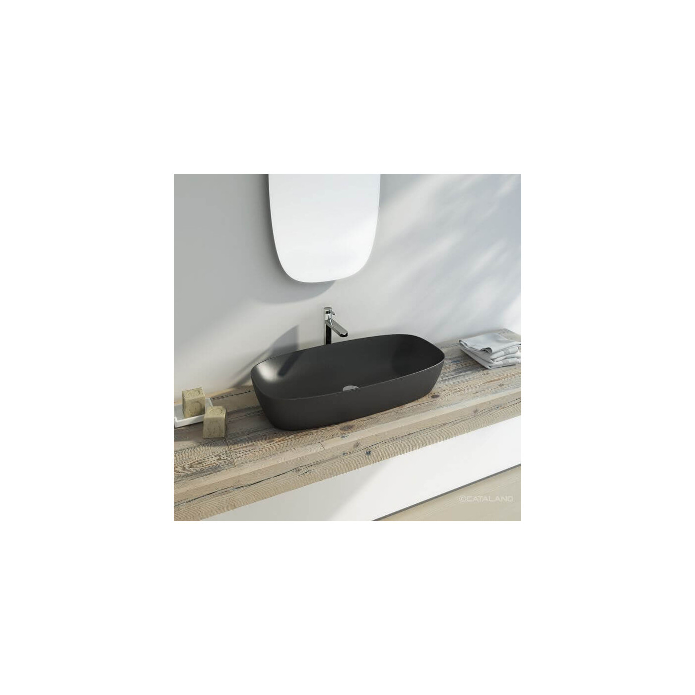 Umywalka Nablatowa Alvea Czarny Mat 80x40 0622800022 Catalano