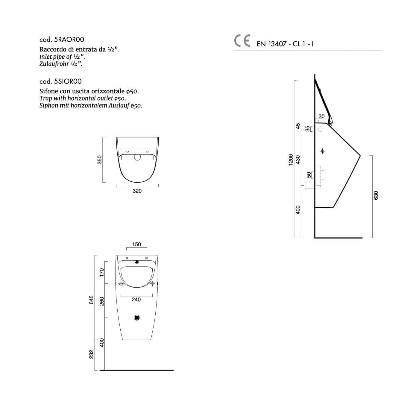 Pisuar Z Otworami Na Pokrywę Comfort Czarny Mat 64x32 0932641022 Catalano