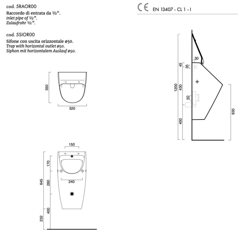 Pisuar Z Otworami Na Pokrywę Comfort Czarny Mat 64x32 0932641022 Catalano