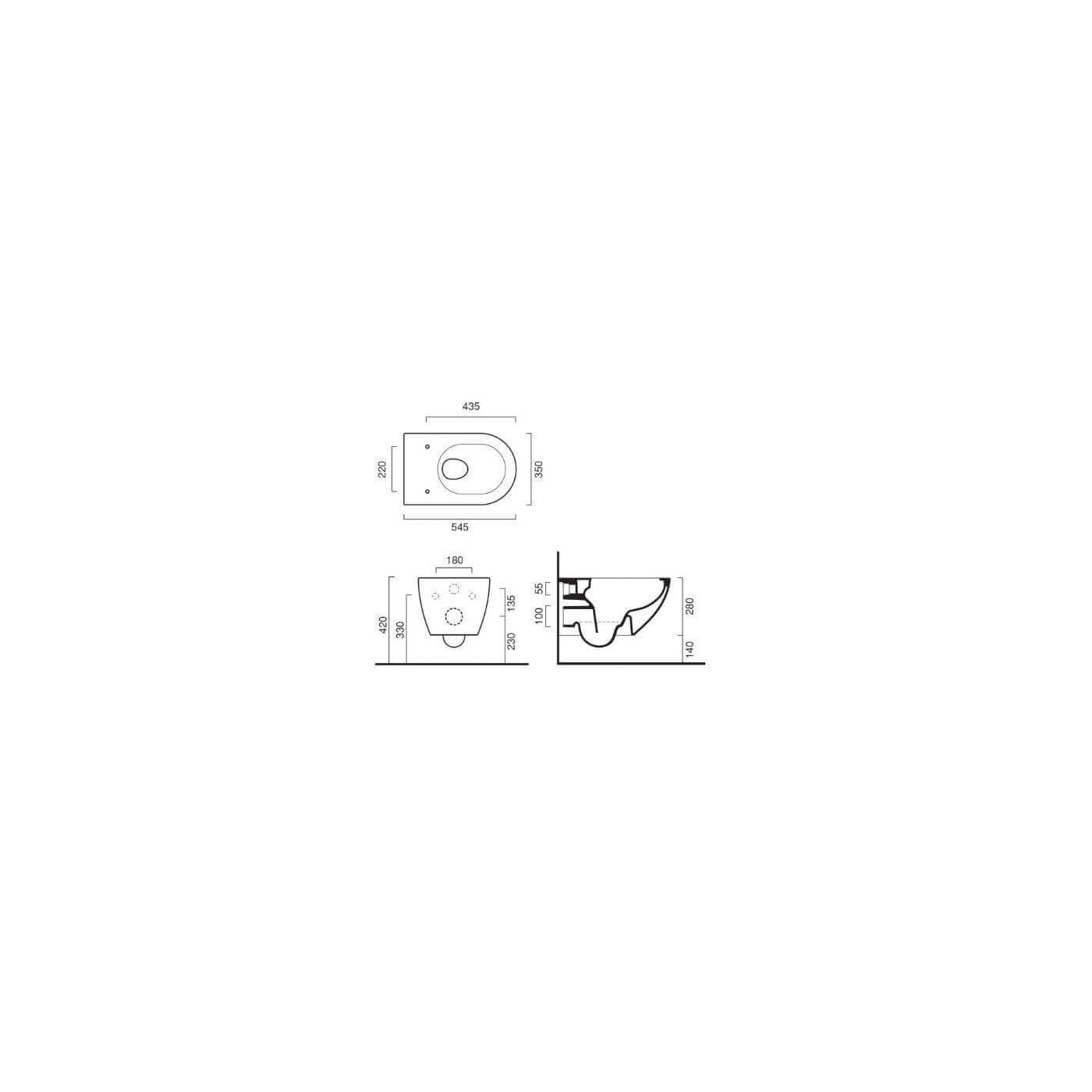 Miska WC Sfera Szary Mat 36x58 1VSF54RCS + mocowania KFST00 Catalano