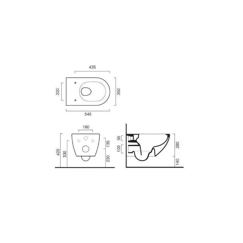 Miska WC Sfera Szary Mat 36x58 1VSF54RCS + mocowania KFST00 Catalano
