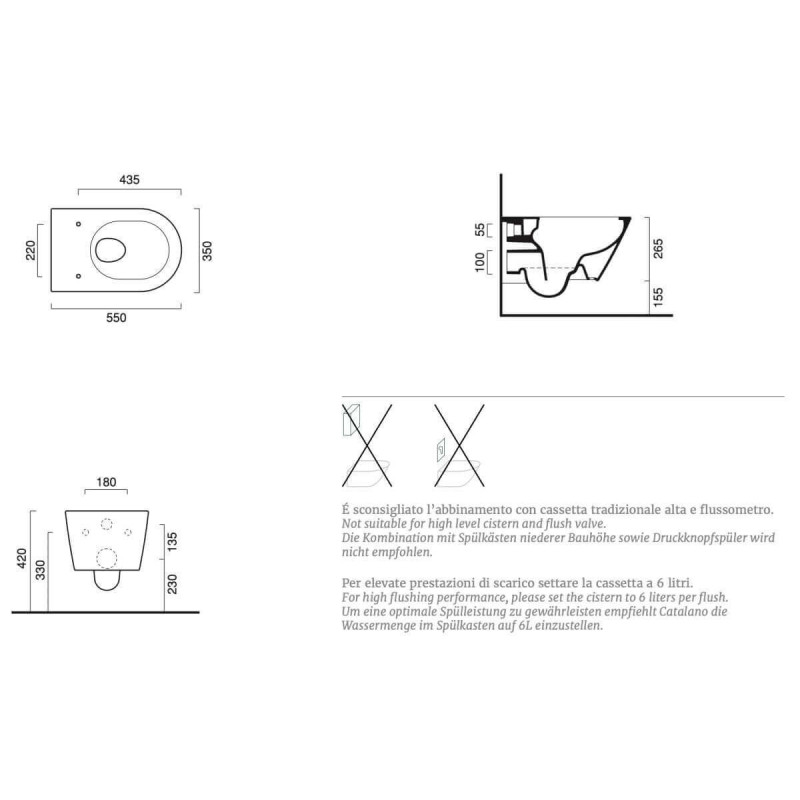 Miska WC Zero Biały Mat 35x55 1VS55NRBM + mocowania KFST00 Catalano