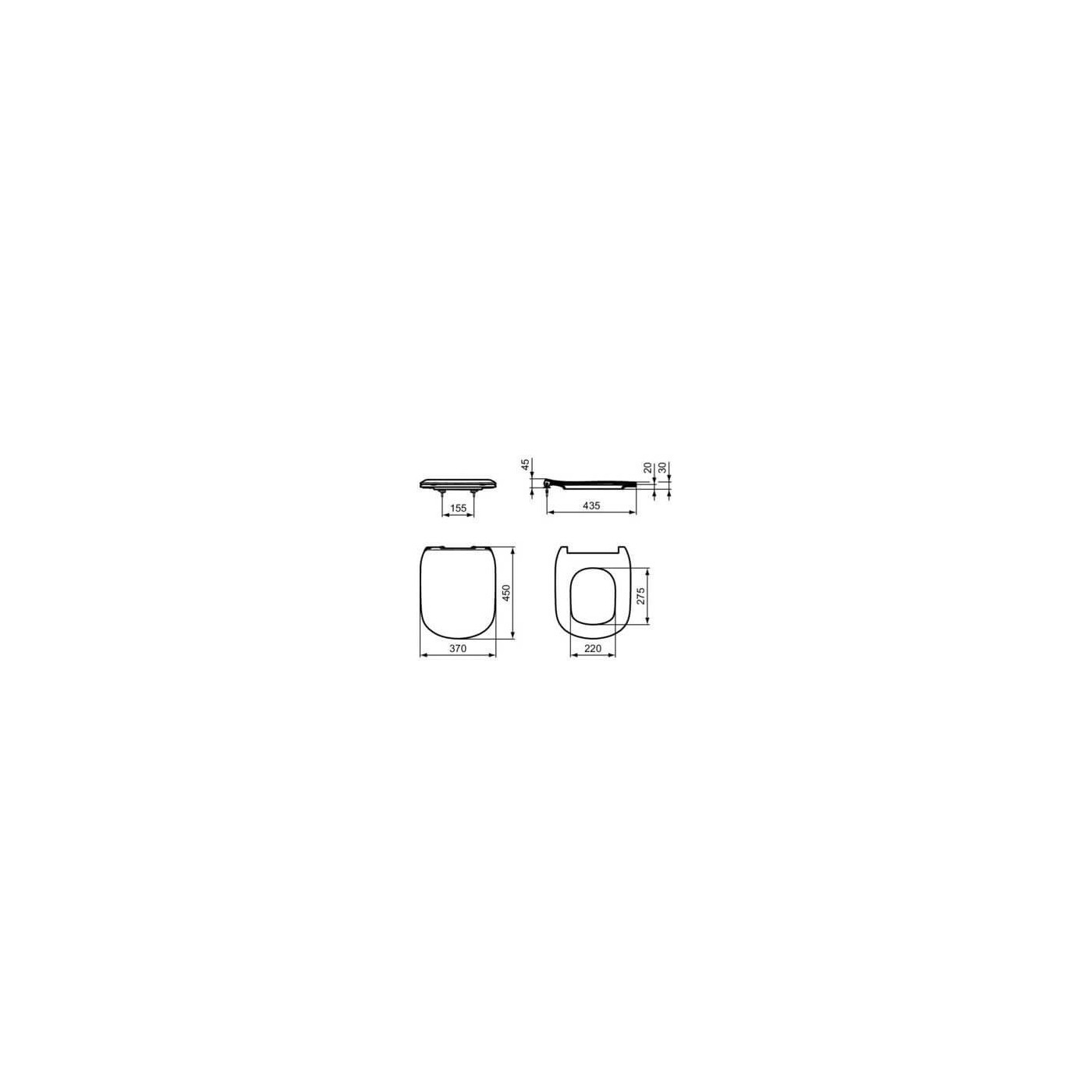 Deska Wolnoopadająca Cienka Tesi Biała 45x37 T352701 Ideal Standard