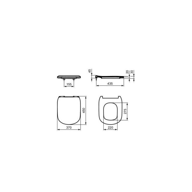 Deska Wolnoopadająca Cienka Tesi Biała 45x37 T352701 Ideal Standard