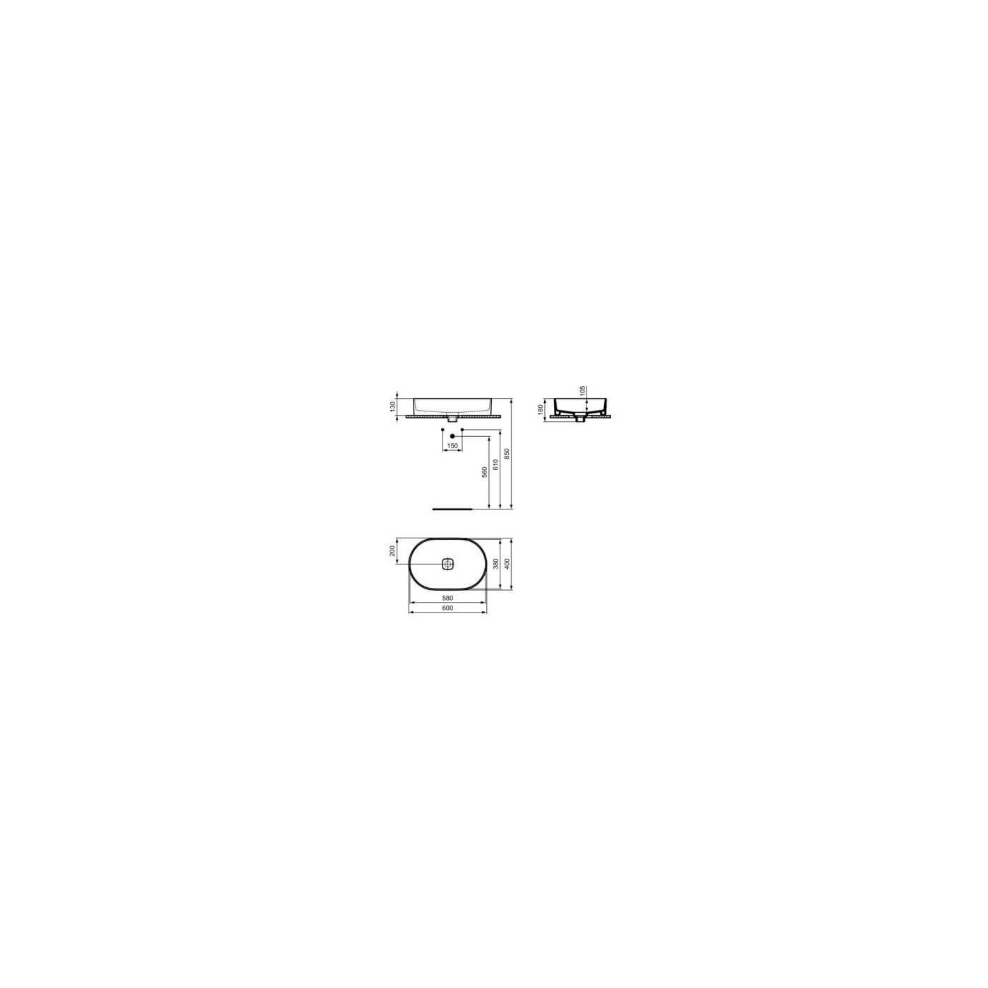 Umywalka Nablatowa Strada II Biała 60x40 T298101 Ideal Standard